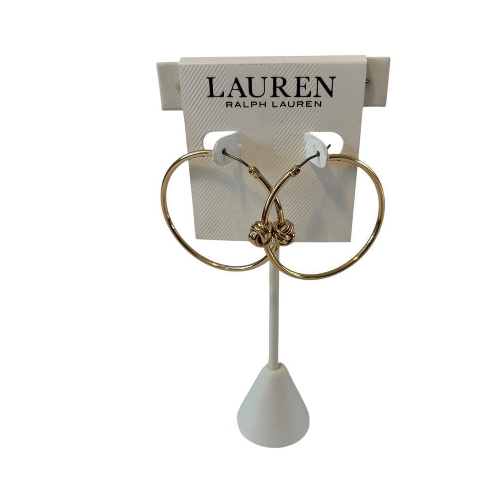 Lauren Ralph Lauren Chic & Stylish Gold Knot Hoop Earrings.